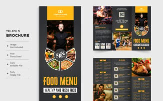 Food menu tri fold brochure template