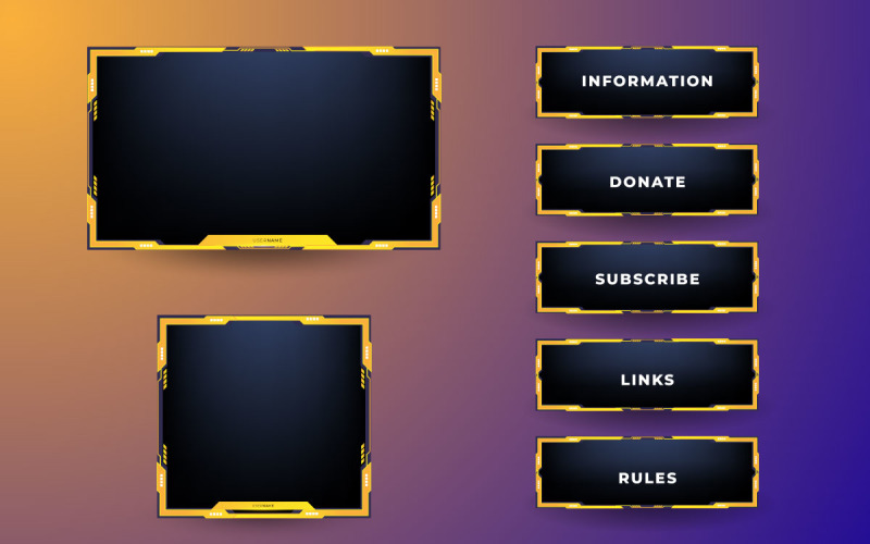 live stream gameing panel template idea with game screen, live chat and webcam frames Illustration