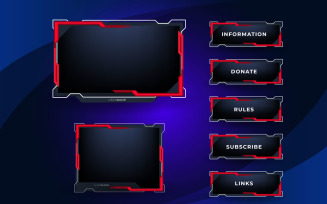 live stream gameing panel template with game screen, live chat and webcam