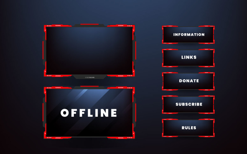 live stream gameing panel template with game screen,design Illustration