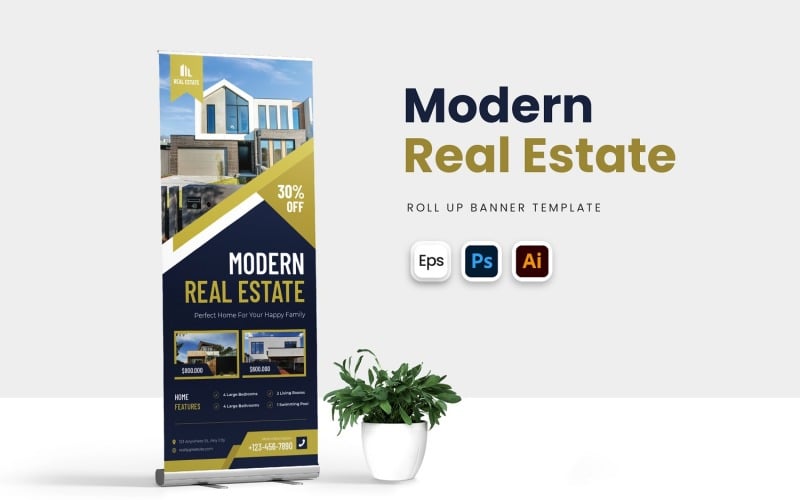 Modern Real Estate Roll Up Banner Corporate Identity