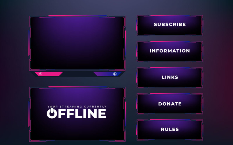 Online game streaming frame border Vector Graphic