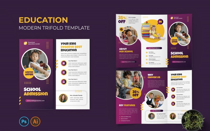 Preschool Trifold Brochure Corporate Identity