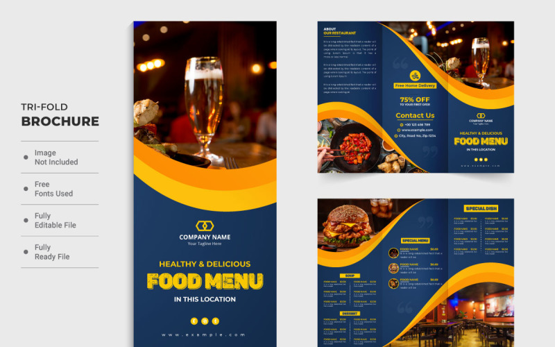 Restaurant menu tri fold brochure vector Corporate Identity