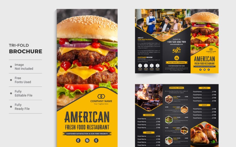 Restaurant promotion tri fold brochure Corporate Identity