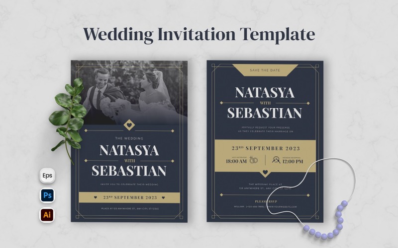 Simple Elegant Wedding Invitation Corporate Identity
