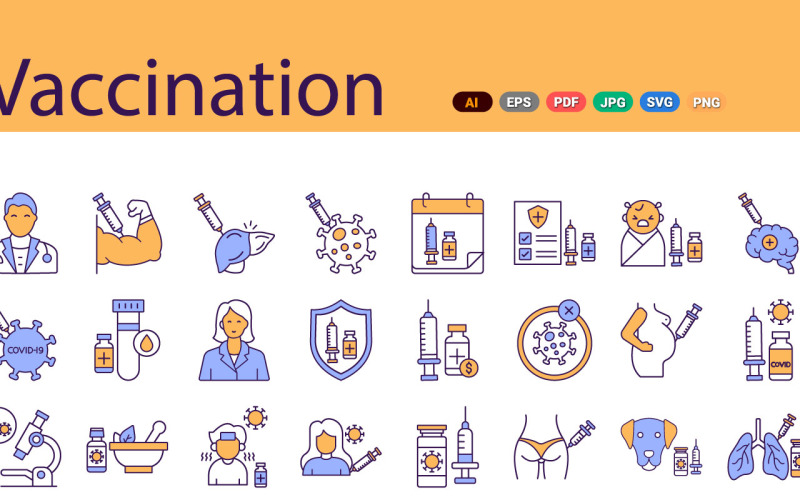 Vaccination Icons Pack | AI | EPS | SVG Icon Set