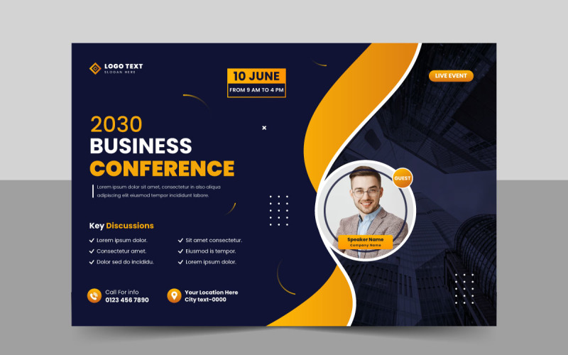 Business conference flyer template and Online live webinar invitation banner design Corporate Identity