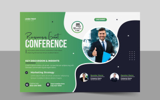 Conference event flyer template or horizontal live webinar invitation banner design