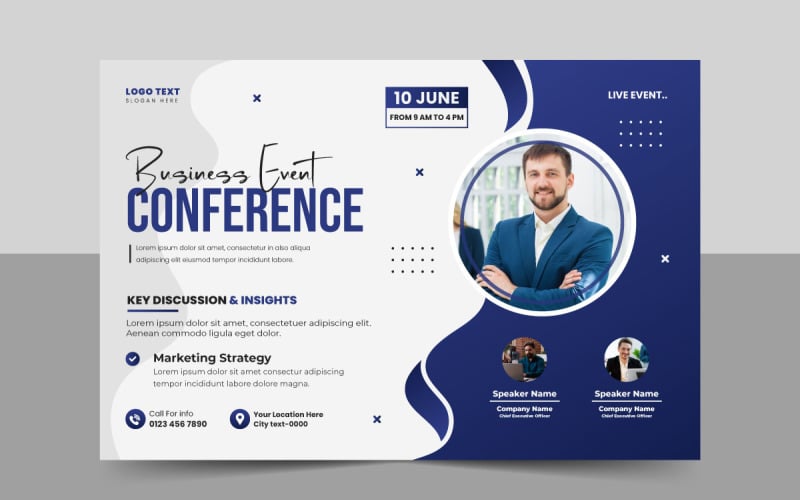 Corporate Business Conference Flyer Template and live webinar event poster banner design Corporate Identity