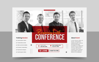 Creative business conference flyer template or webinar horizontal event banner and invitation banner