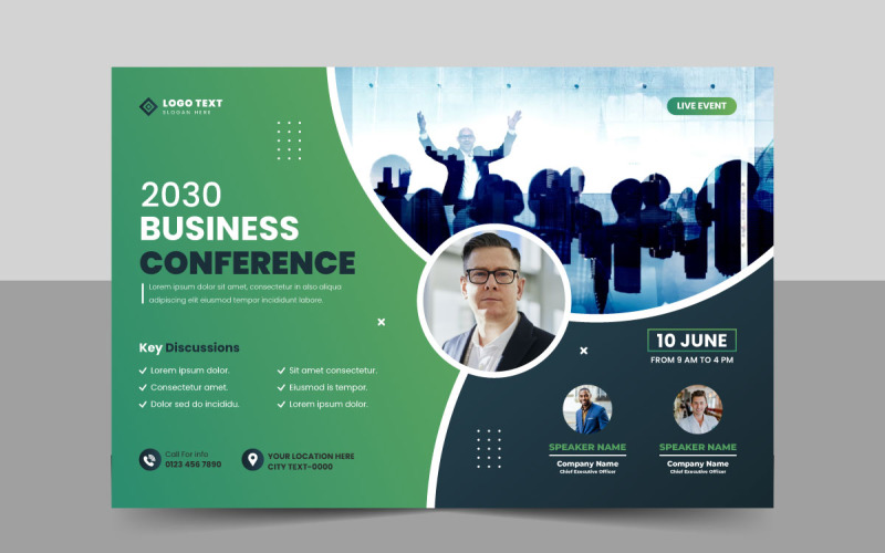 Creative business conference or webinar horizontal event flyer template and invitation banner design Corporate Identity