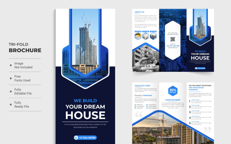 Home selling tri fold brochure vector Corporate Identity