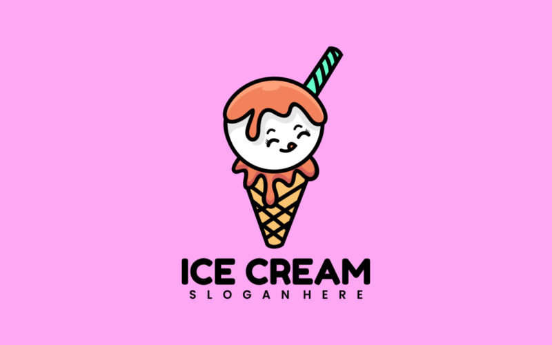 Ice Cream Mascot Cartoon Logo Logo Template
