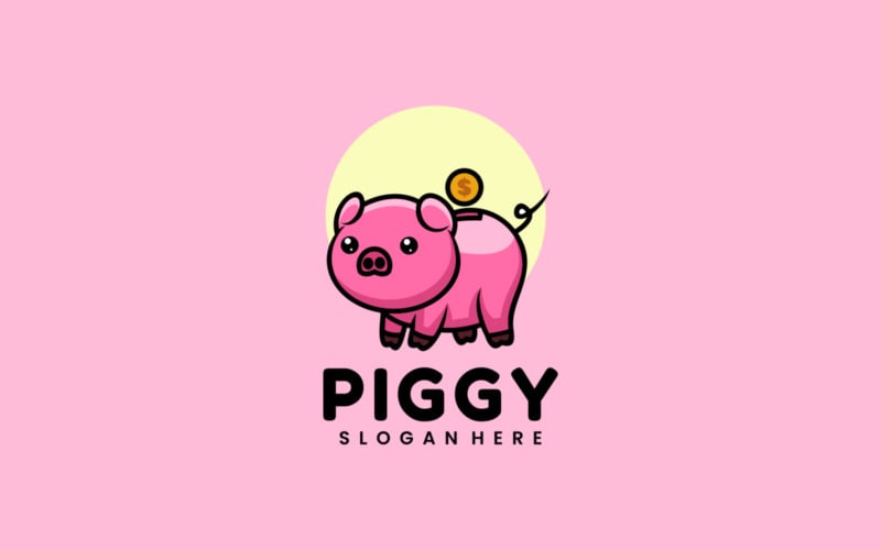Piggy Bank Mascot Cartoon Logo Logo Template