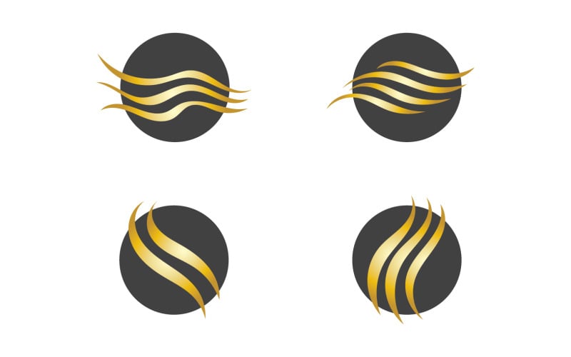 Hair wave style black and Gold logo vector version 51 Logo Template