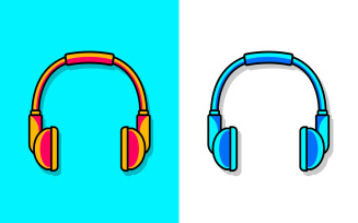 Colorful Headphones Icon Logo Music Vector Illustration