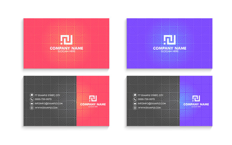 Red Blue Pattern Business Card Vector Template Corporate Identity