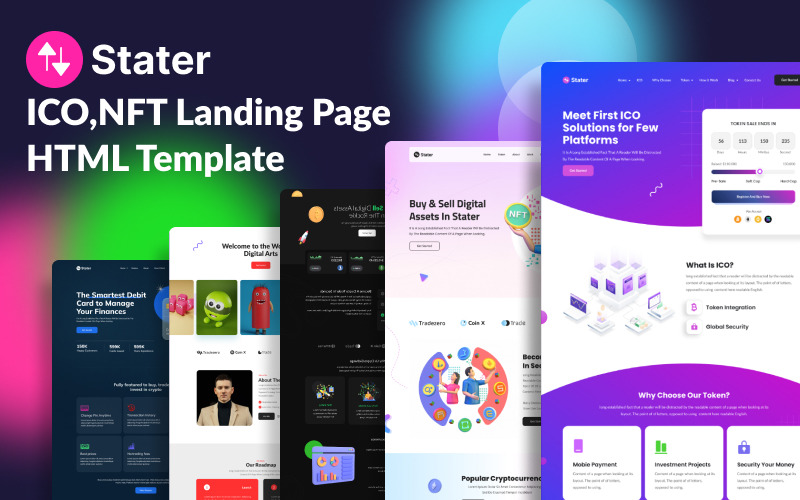 Stater - ICO & NFT Landing Page HTML Template Landing Page Template