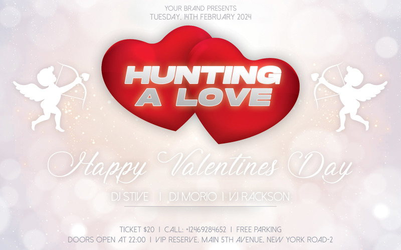 Valentines Day Invitation Flyer Greetings Template Design Corporate Identity
