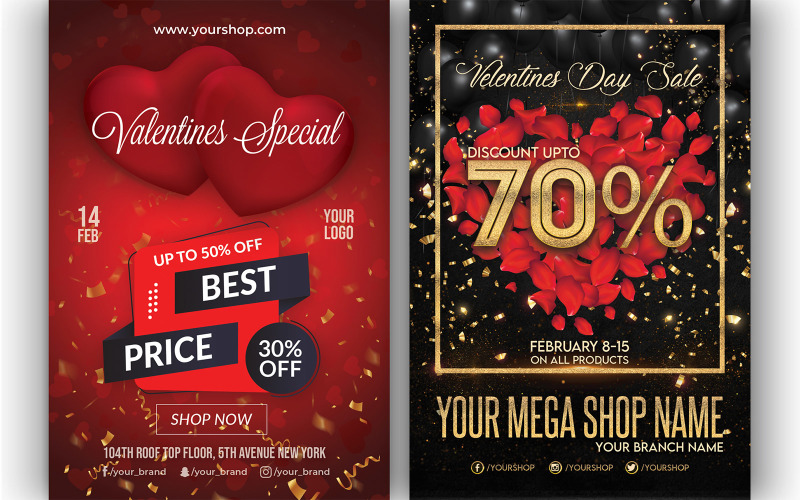 Valentines Day Sale Flyer Template Design Corporate Identity