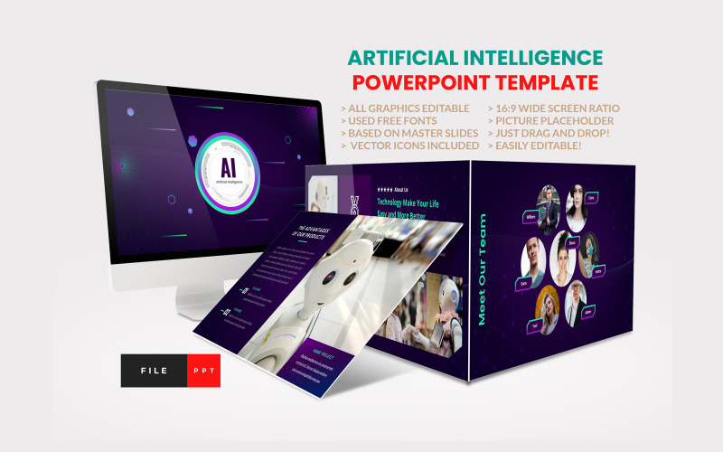Artificial Intelligence Power Point Template PowerPoint Template