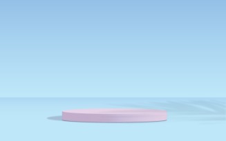 Circular podium stage and blue background 3d rendering