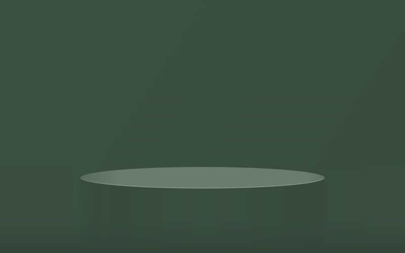circular podium stage and dark green background 3d rendering Background