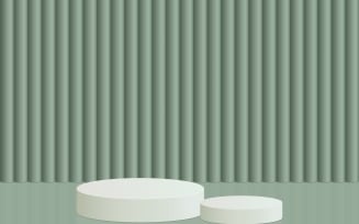 Circular podium stage and rounded wall background 3d rendering