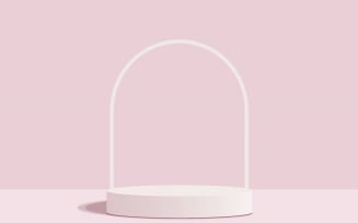 Circular podium with Pink color background