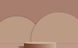 Cream Color Round podium with Round Shape Background