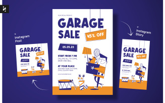 Garage Sale Flyer Mid Century Style