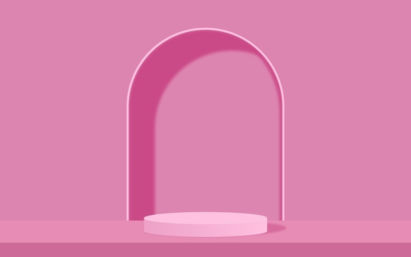 Light pink circular podium stage and flamingo background 3d rendering Background