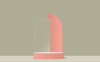 pink and light green color Circular podium stage for product presentation