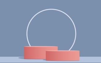 pink color Circular podium stage and white color ring with 3d background rendering