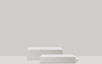 Rectangle podium stage and Light Grey background 3d rendering