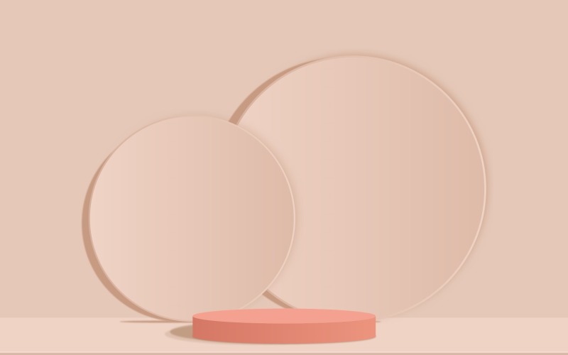Rose gold circular podium stage and rounded shapes background 3d rendering Background
