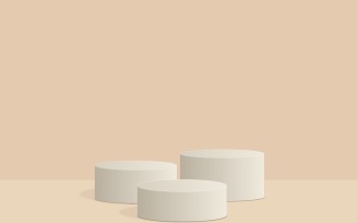 Three Circular podium stage and Cream Color background