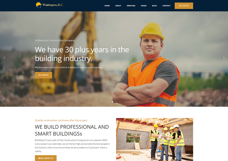 Washington - Construction Company, Building Company Template