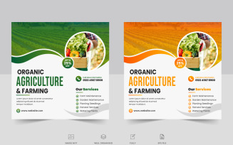 Agricultural and farming services social media post or web banner template design