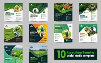 Agriculture farming services social media post banner set or agro farm business flyer design
