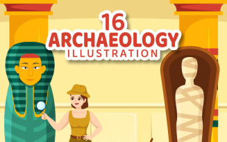 16 Archeology Vector Illustration