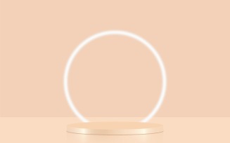 circular podium stage and white color ring background 3d rendering