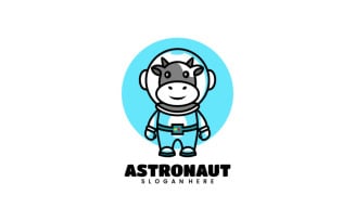 Cow Astronaut Cartoon Logo