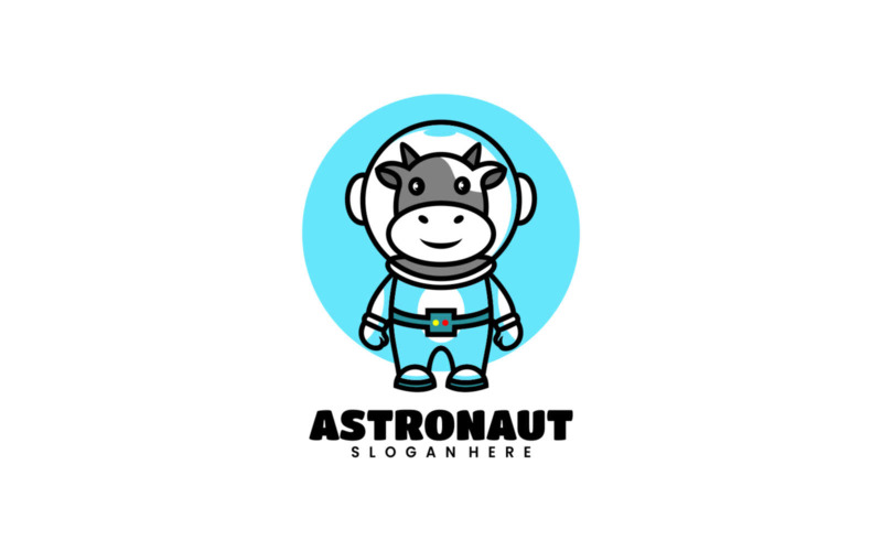 Cow Astronaut Cartoon Logo Logo Template