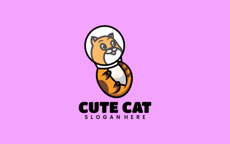 Cute Cat Simple Mascot Logo 1 Logo Template