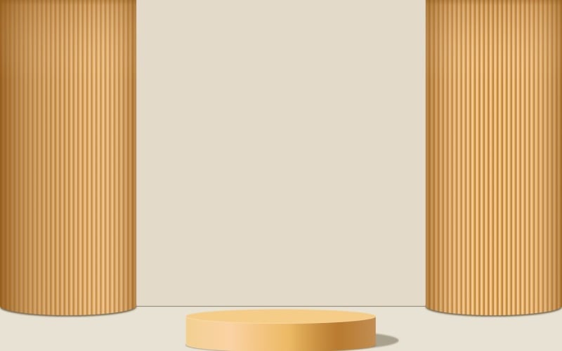 golden color circular podium stage and golden color background 3d rendering Background