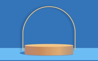 golden color circular podium stage and golden color ring background 3d rendering