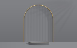 grey color circular podium stage and showcase background 3d rendering