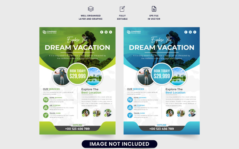 Holiday trip planner agency flyer vector Corporate Identity
